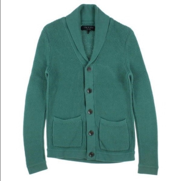 mens green shawl cardigan